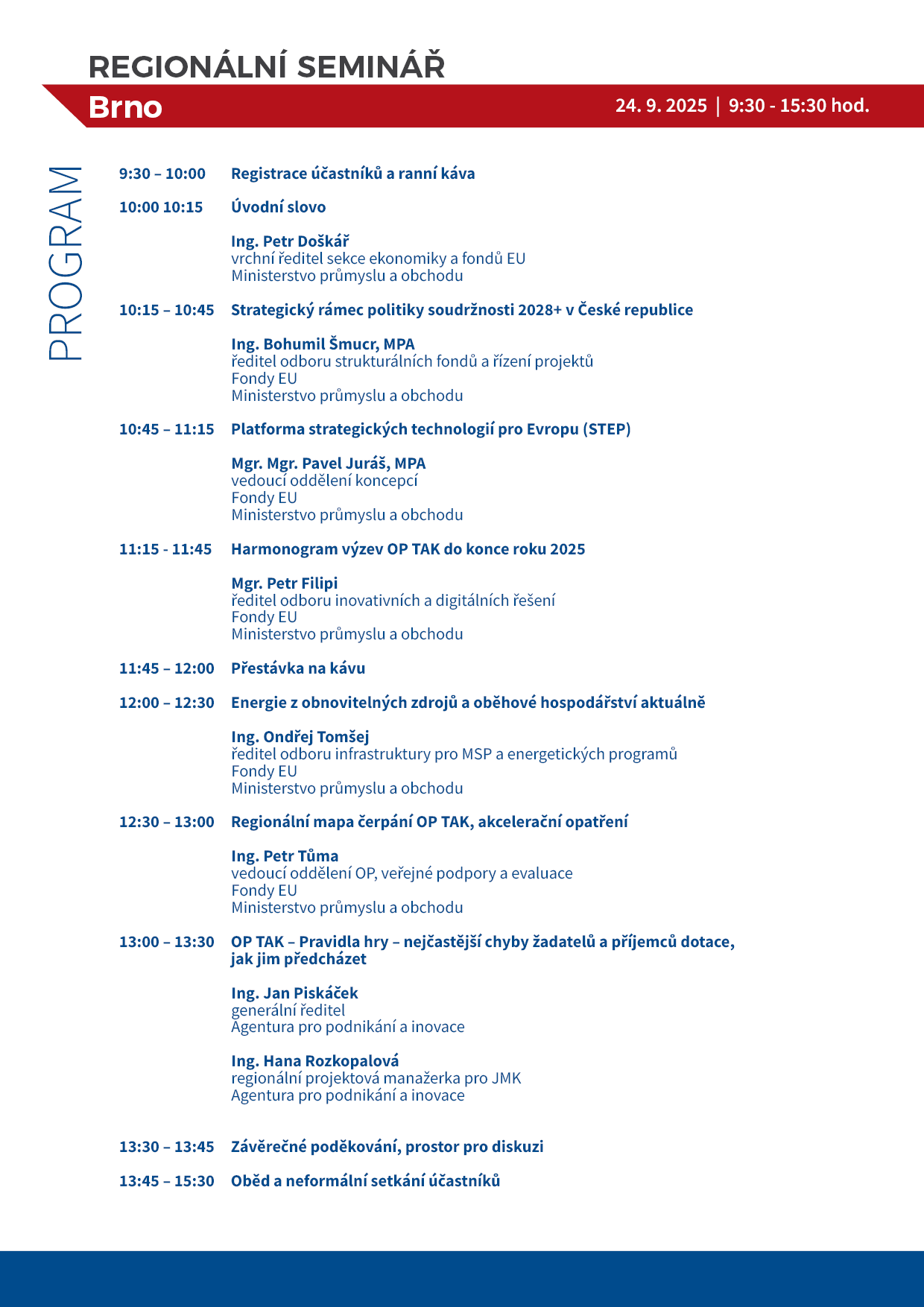 Regionální seminář brno program