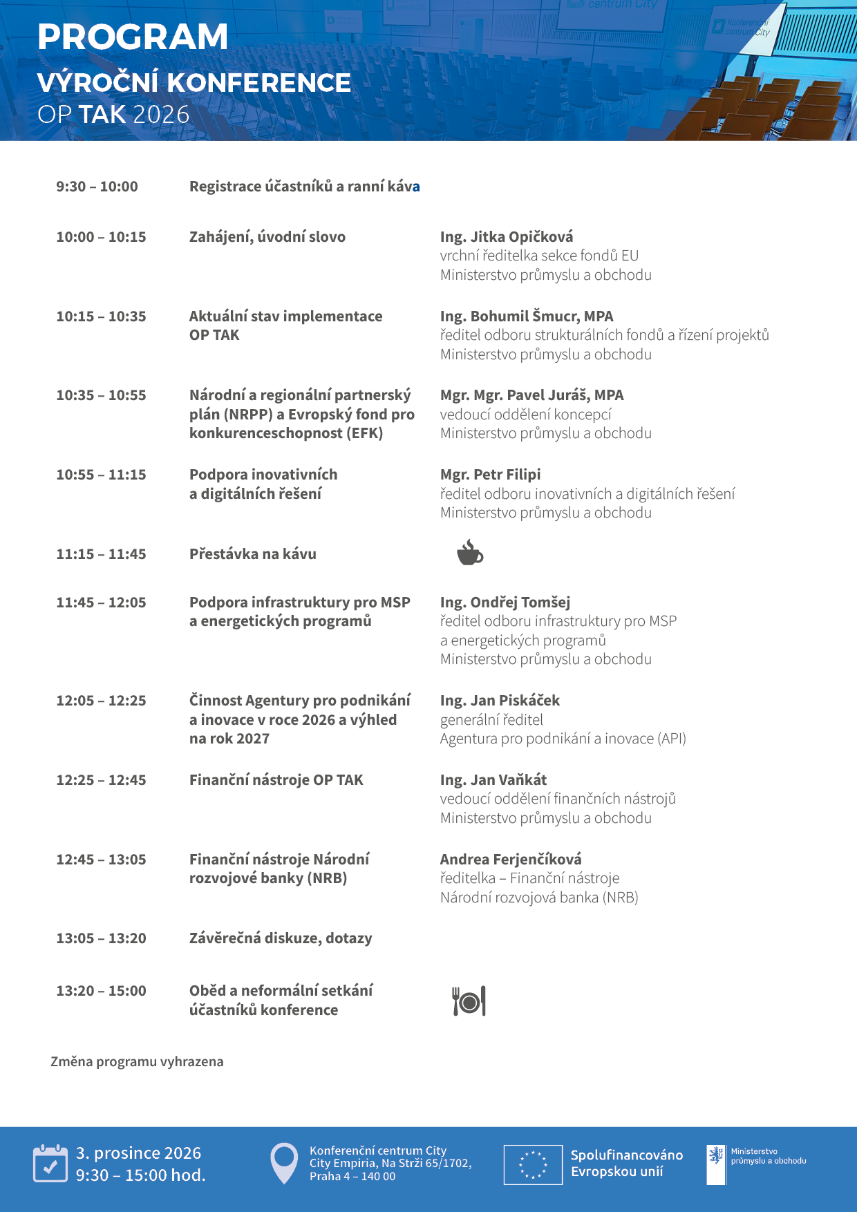 výroční konference 2026 program